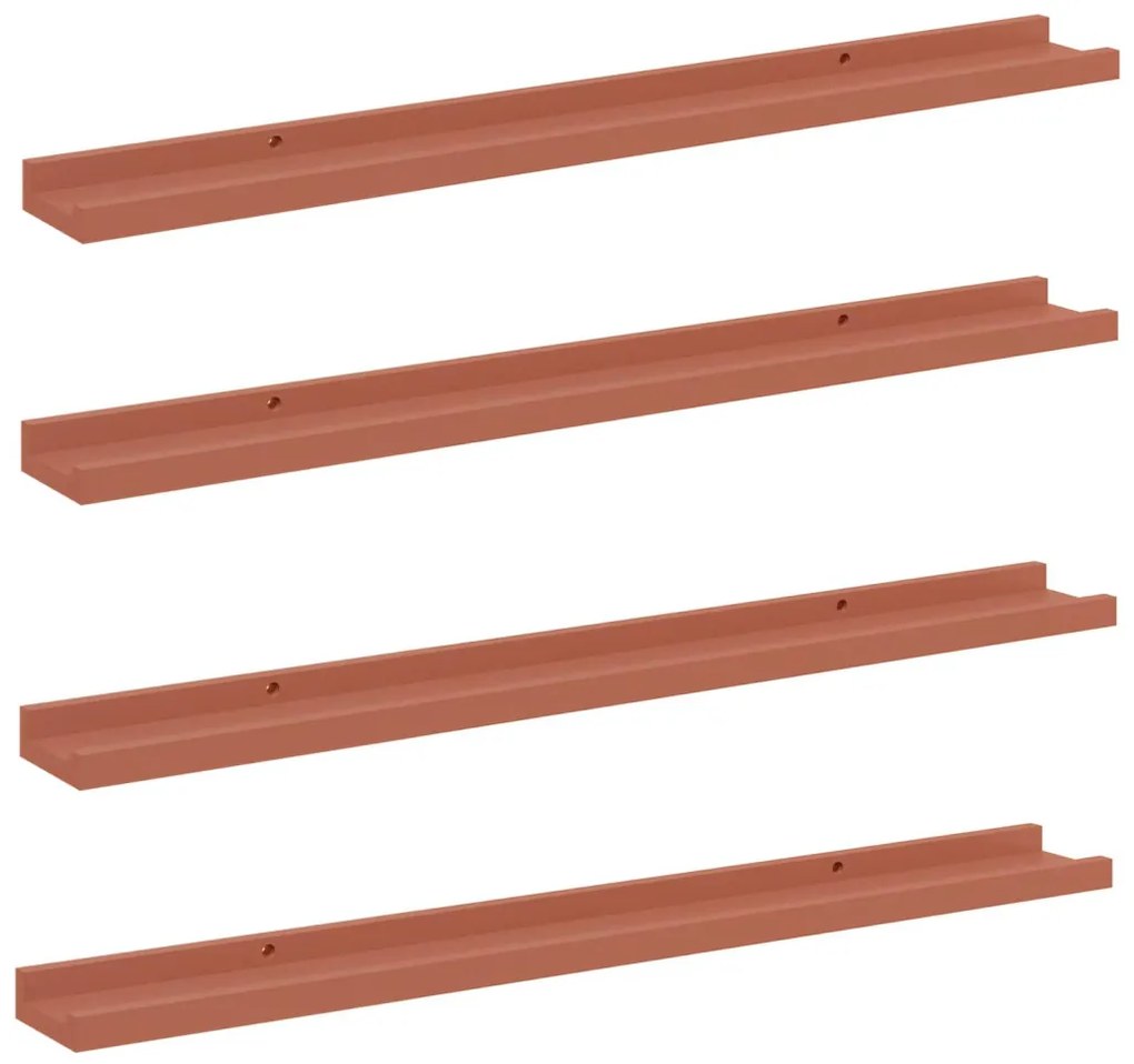 vidaXL Falpolc polcokkal tárolóval 4 pcs Piros 80 x 9 x 3 cm Faanyag