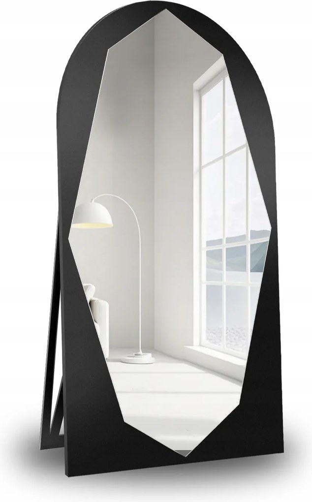 Riolit organikus tükör álló féloszlopos fekete Mdf keretben 50x170