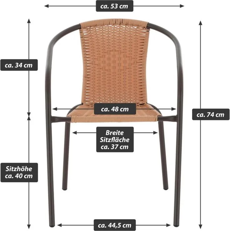 GARTHEN polirattan bistro szék 4 db barna