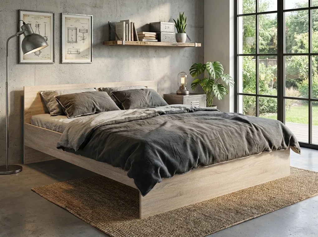 Ágy ELISA 120 x 200 cm, sonoma tölgy Ágyrács: Léces ágyrács, Matrac: Coco Maxi 20 cm matrac