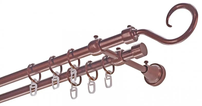 Siera horog kétsoros fém karnis szett bronz 200 cm