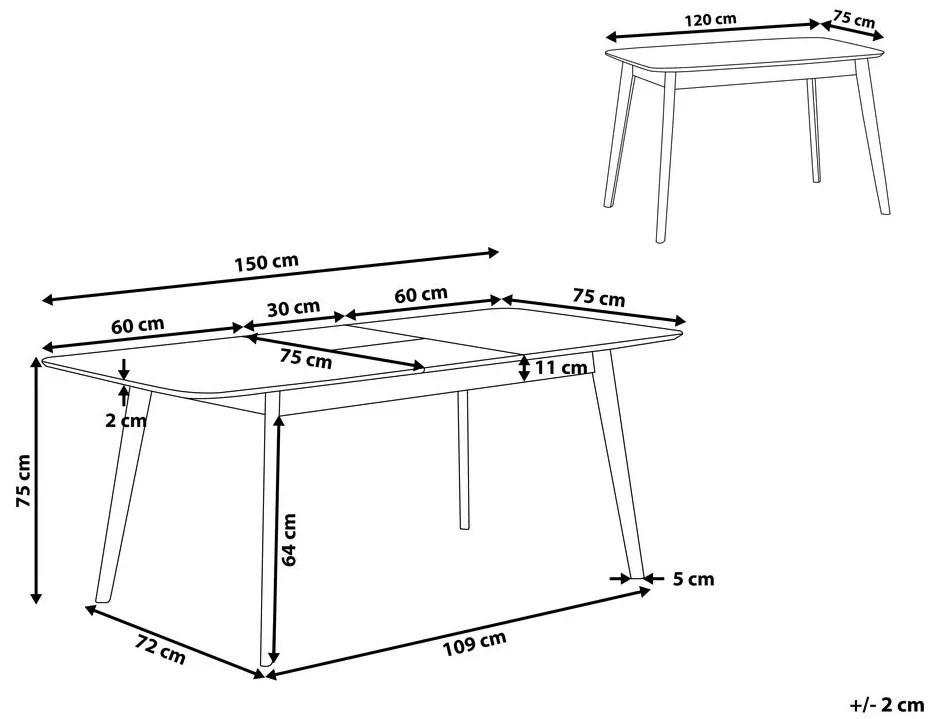 Elegáns Barna Kihúzható Étkezőasztal 120 x 75 cm MADOX Beliani