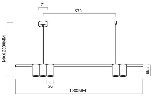 Csillár zsinóron GENESIS 5xGU10/8W/230V arany