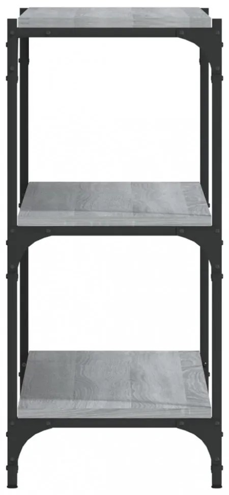 szürke sonoma színű fa és acél könyvszekrény 100 x 33 x 70,5 cm