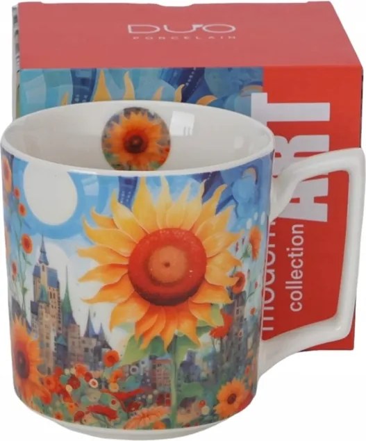 450ML-ES Porcelán Bögre Ajándék Kávé Tea Modern Sunflower