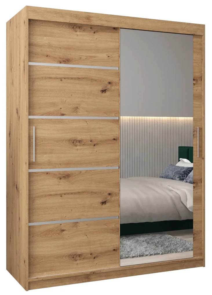 Ruhásszekrény 150 cm tükörrel Verika 2 150 (artisan tölgy). 1064199