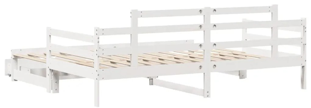 fehér kihúzható heverő fiókokkal matrac nélkül 80 x 200 cm