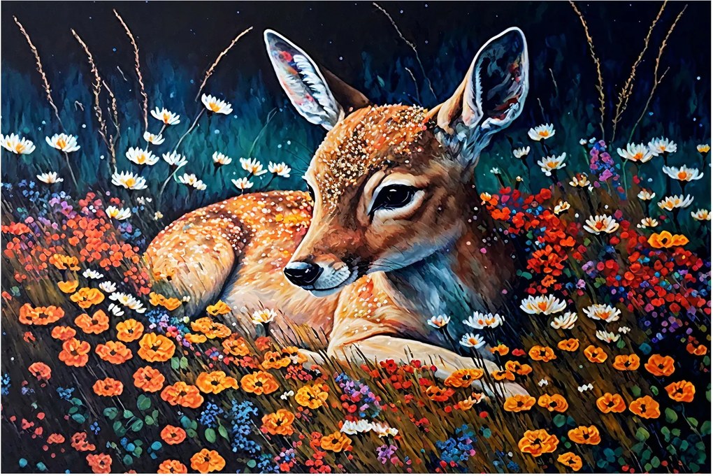 Kép - Festett szarvas (90x60 cm)