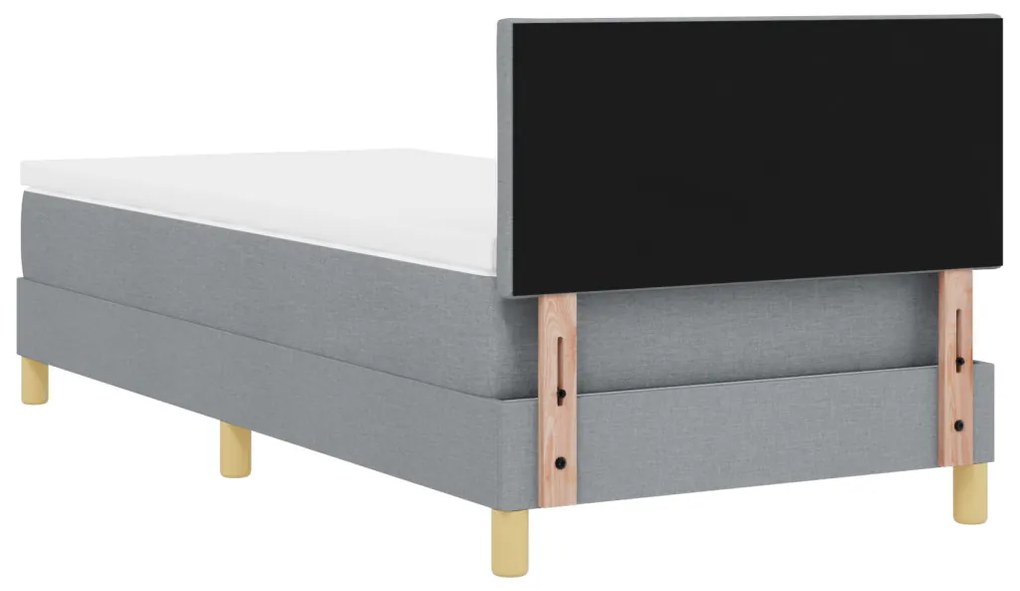 Box Spring ágy matraccal és LED világítással, világosszürke, 90x200 cm, szövet