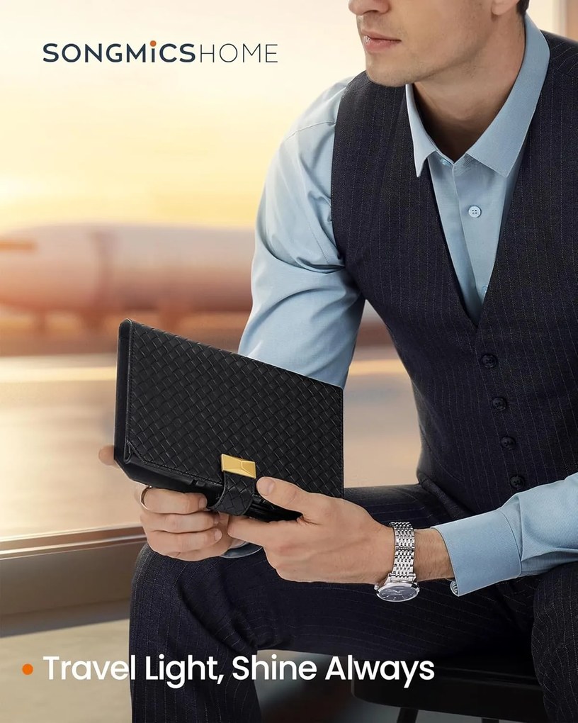 3 órás tok, utazó óratartó doboz 22×14,5×4,5 cm, tintafekete színben