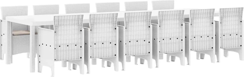 vidaXL Kert étkező szett 13 pcs Fehér Polt rattan