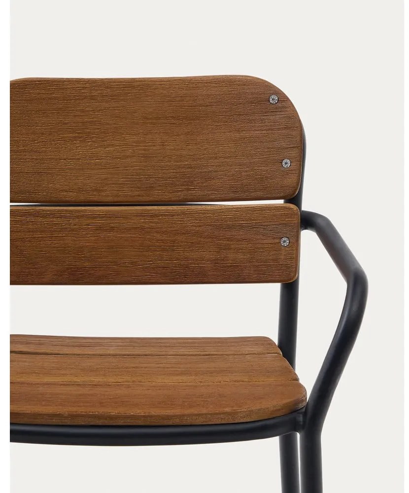 Fekete-barna tömörfa-fém kerti szék Algueret – Kave Home