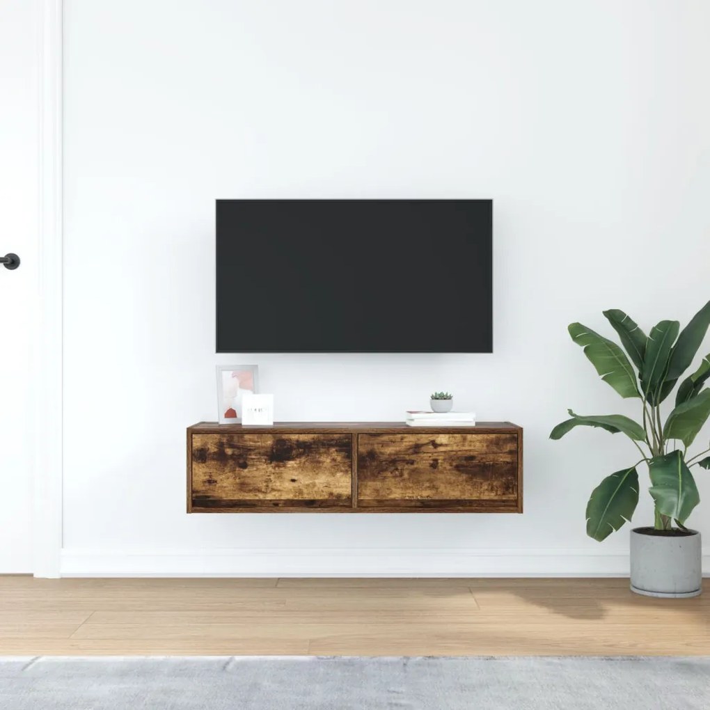 Televíziós szekrény Füstölt tölgy 100x31x25,5 cm Mérnöki fa