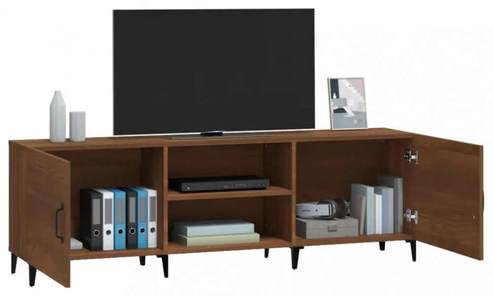 barna tölgy színű szerelt fa TV-szekrény 150 x 30 x 50 cm