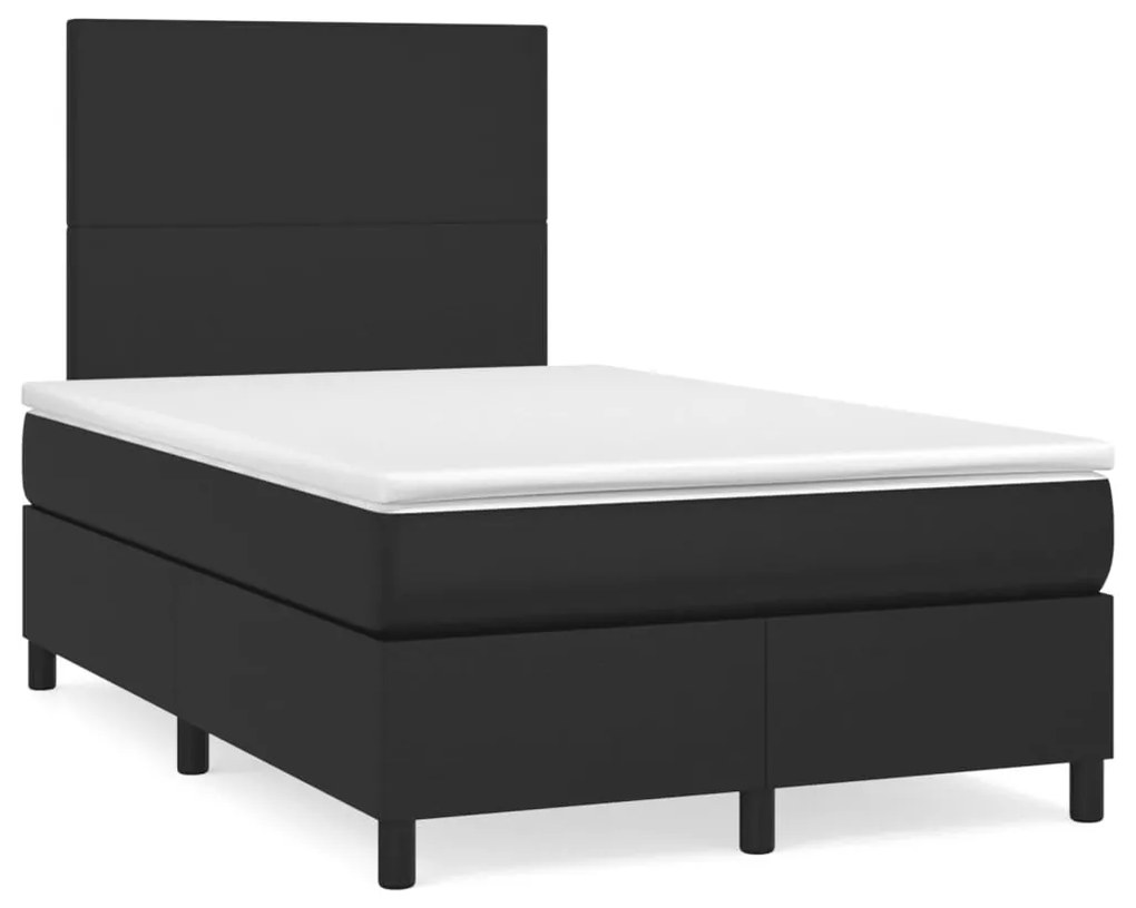 fekete műbőr rugós és LED-es ágy matraccal 120x190 cm