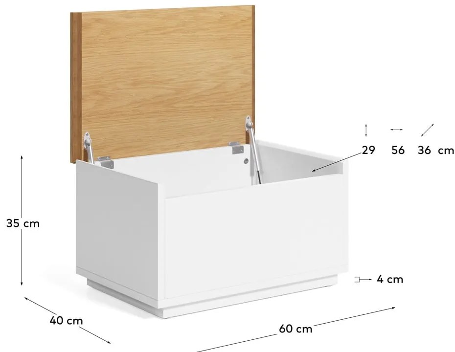 Natúr színű tárolóláda tölgyfa dekorral 60x35 cm Abilen – Kave Home