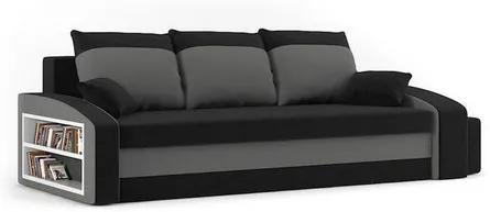 HEWLET kinyitható kanapé két puffal és polccal Fekete-fehér