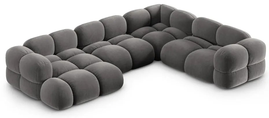 Szürke bársony sarokkanapé (jobb oldali-U alakú) Loretto – Cosmopolitan Design