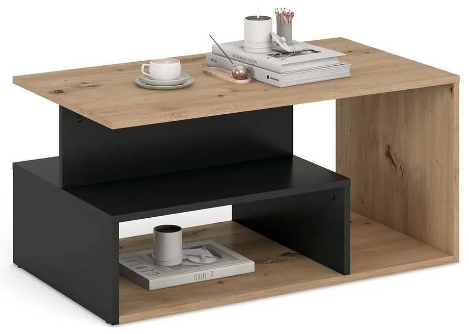 Bardia dohányzóasztal, artisan tölgy / fekete