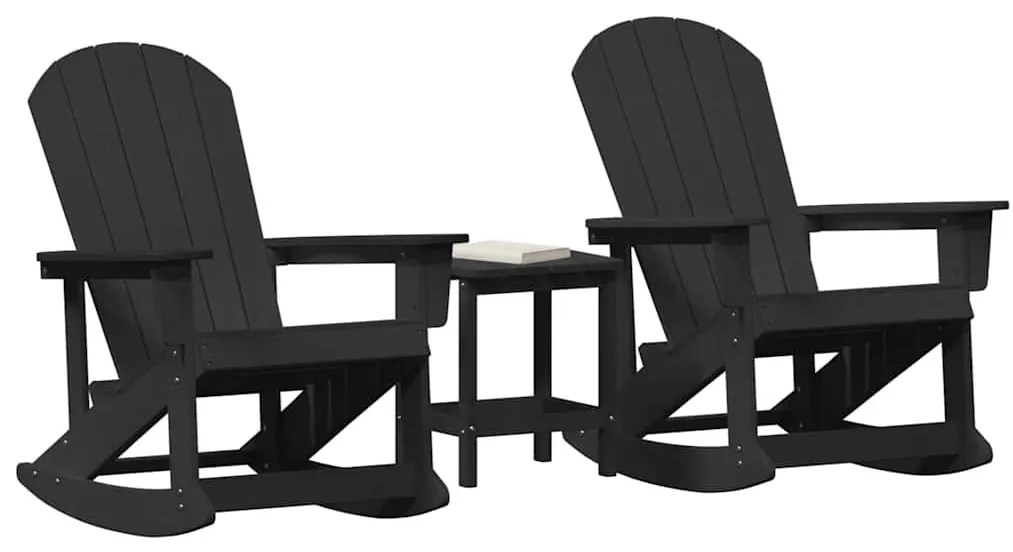 Kerti lounge szett 3 pcs Fekete HDPE