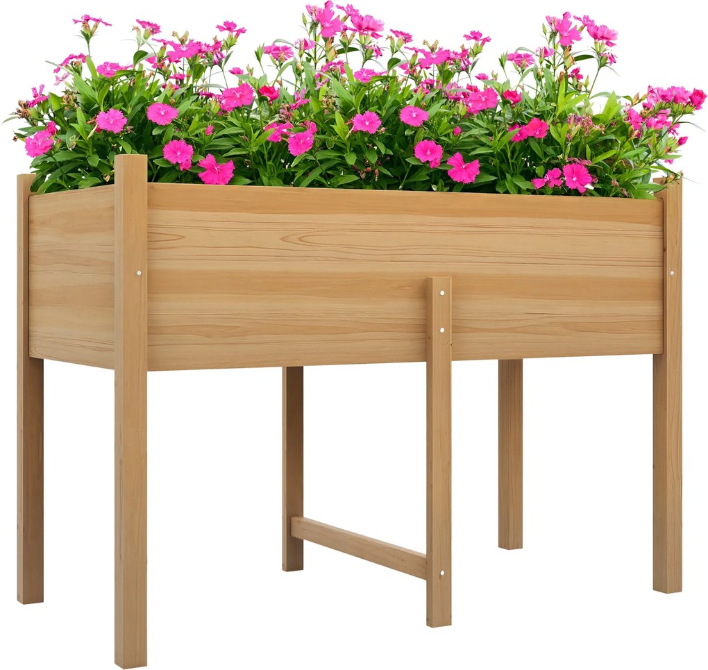Outsunny Felemelkedett Városi Kert Fa Ültető Asztal 115x55x80 cm Ültető edény Nem Szőtt Szövet a Növények Virágok Zöldségek Terjesztésére | Aosom