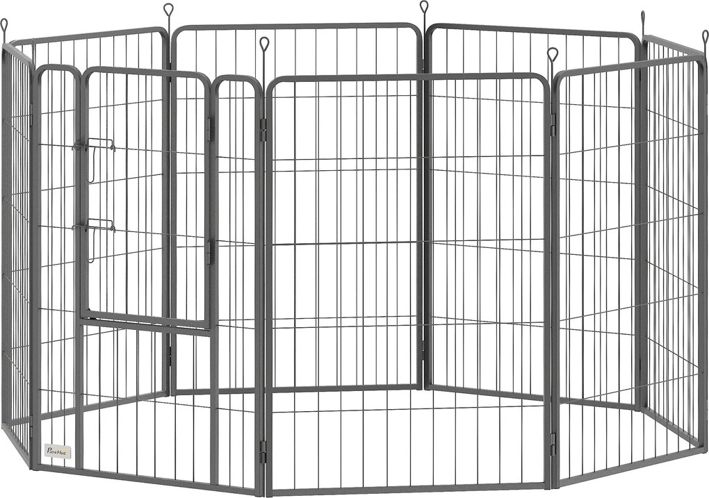 PawHut Kiskutya Játszókerítés 8 Panel 68x100 cm 100 cm Magas Kiskutya Kennel Beltéri és Kültéri Használatra | Aosom