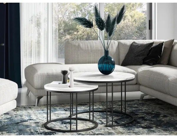 KÉSZLET 2x Kávésasztal RAGNAR fekete/fehér