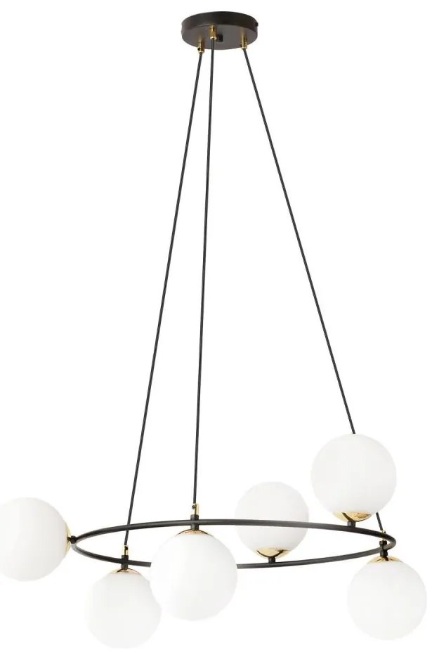 EMIBIG Csillár zsinóron AZURA 6xE14/10W/230V fekete/fehér EB0145