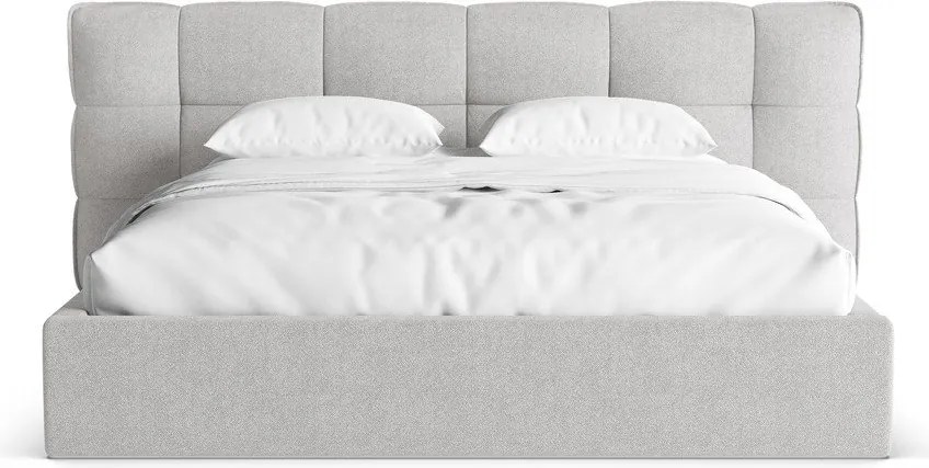 Szürke kárpitozott ágyneműtartós franciaágy ágyráccsal 200x200 cm Eric – Micadoni