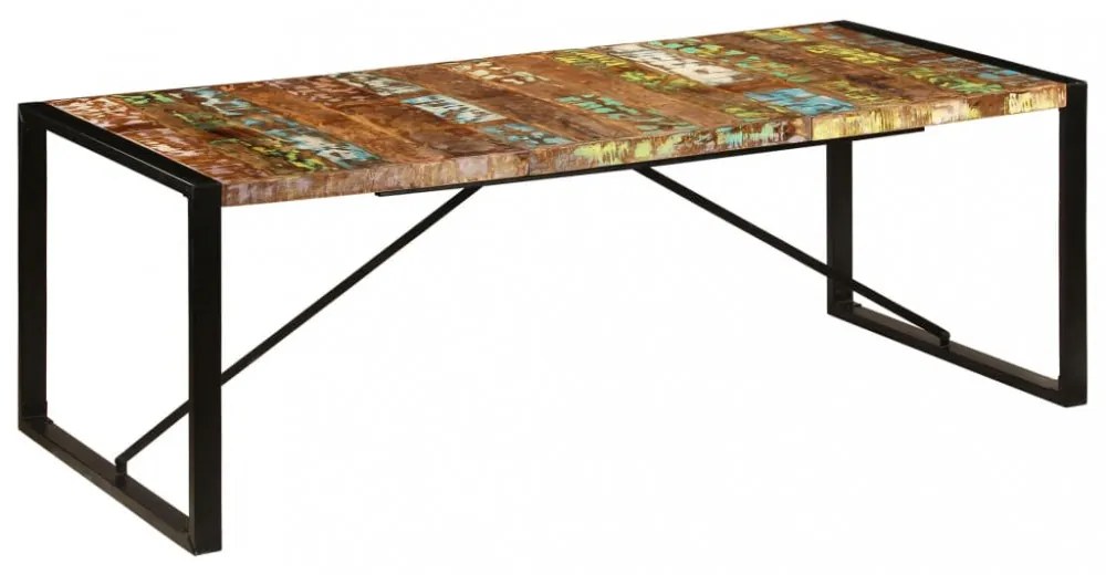 tömör újrahasznosított fa étkezőasztal 220 x 100 x 75 cm