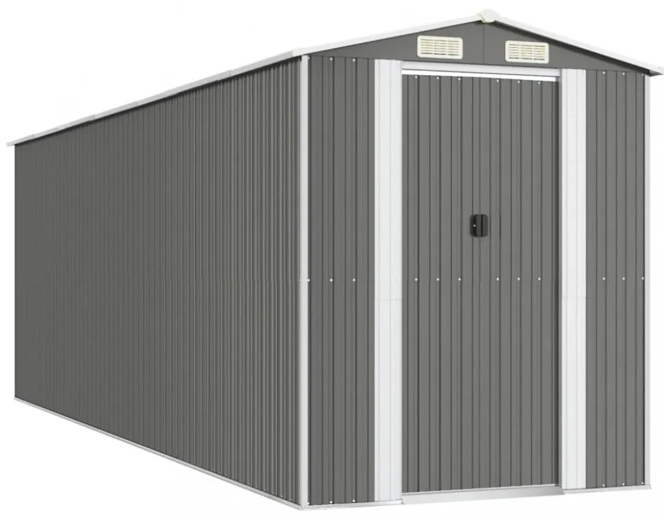 világosszürke horganyzott acél kerti fészer 192 x 606 x 223 cm