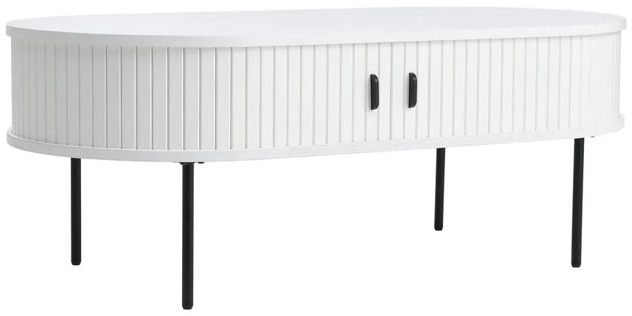 Fehér dohányzóasztal tölgyfa dekorral 60x120 cm Nola – Unique Furniture