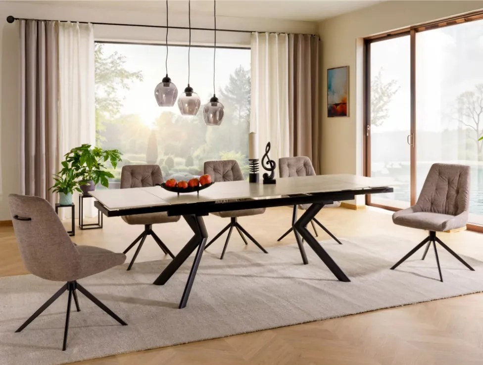 Norton bővíthető étkezőasztal bézs/fekete 160-240 cm