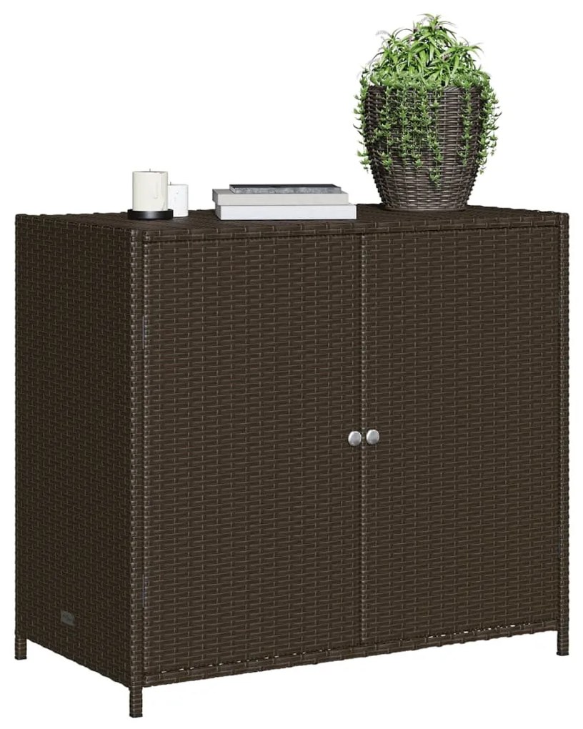 Barna polyrattan kerti tárolószekrény 83x45x76 cm