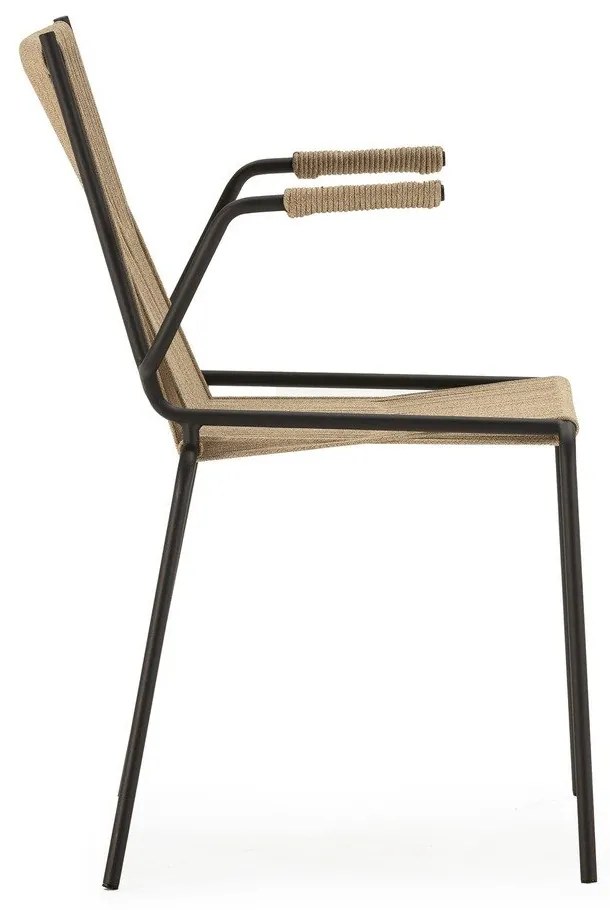 Bézs fém karfás-rakásolható étkezőszék szett 2 db-os Emily – Marckeric