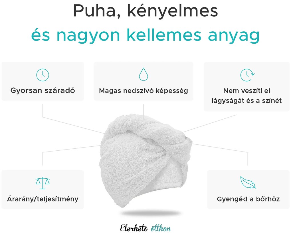 Gyorsan száradó frottír hajturbán piros, 100% pamut