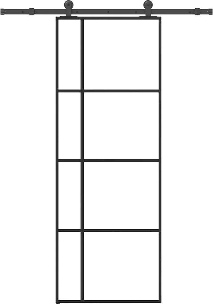 vidaXL ESG üveg és alumínium tolóajtó fémszerelvény-szettel 76x205 cm
