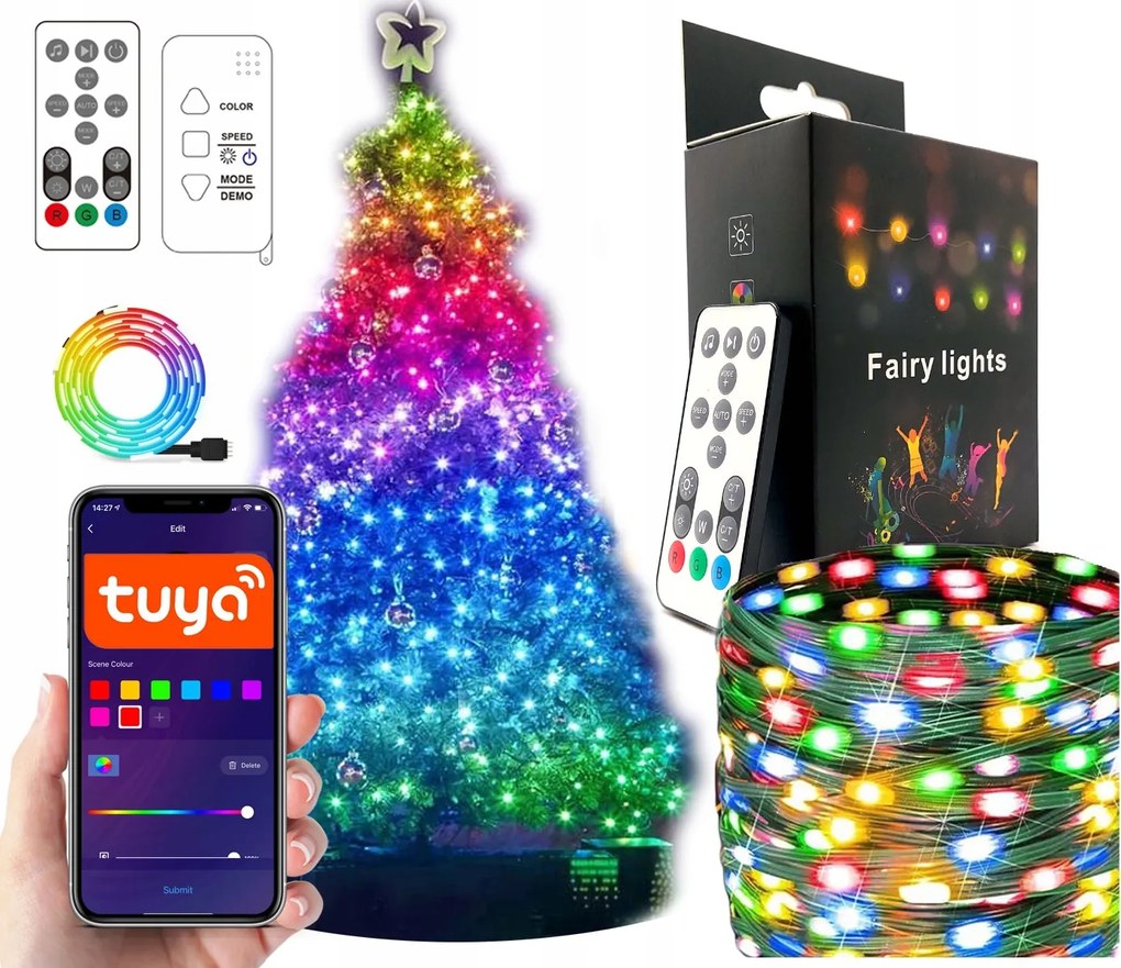 Karácsonyfa lámpák Led szalag WiFi Tuya 10m 100 db