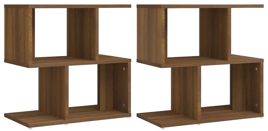 2 db barna tölgy színű szerelt fa éjjeliszekrény 50x30x51,5 cm
