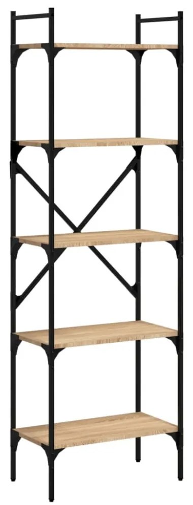5 szintes sonoma tölgy színű fa könyvespolc 56 x 31,5 x 174 cm