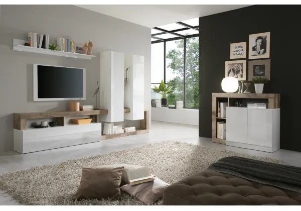 Komód LENOR fehér/barna