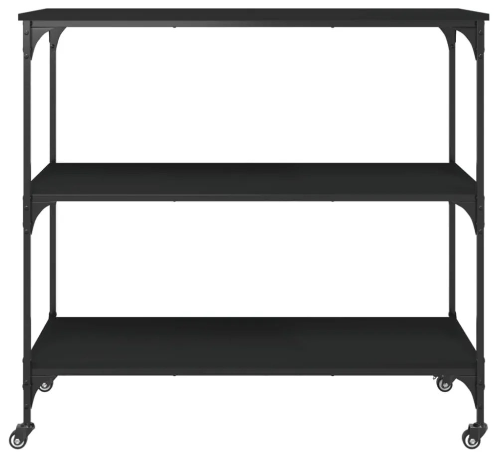 fekete szerelt fa konyhai kocsi 102 x 50 x 95 cm