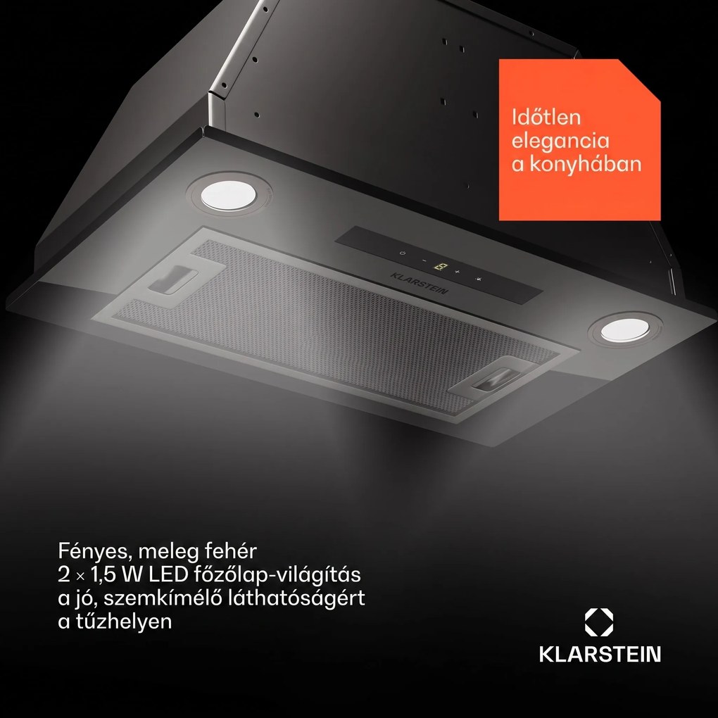 Klarstein Paolo 52 beépíthető páraelszívó 52 cm 439 m³/h LED Touch A++