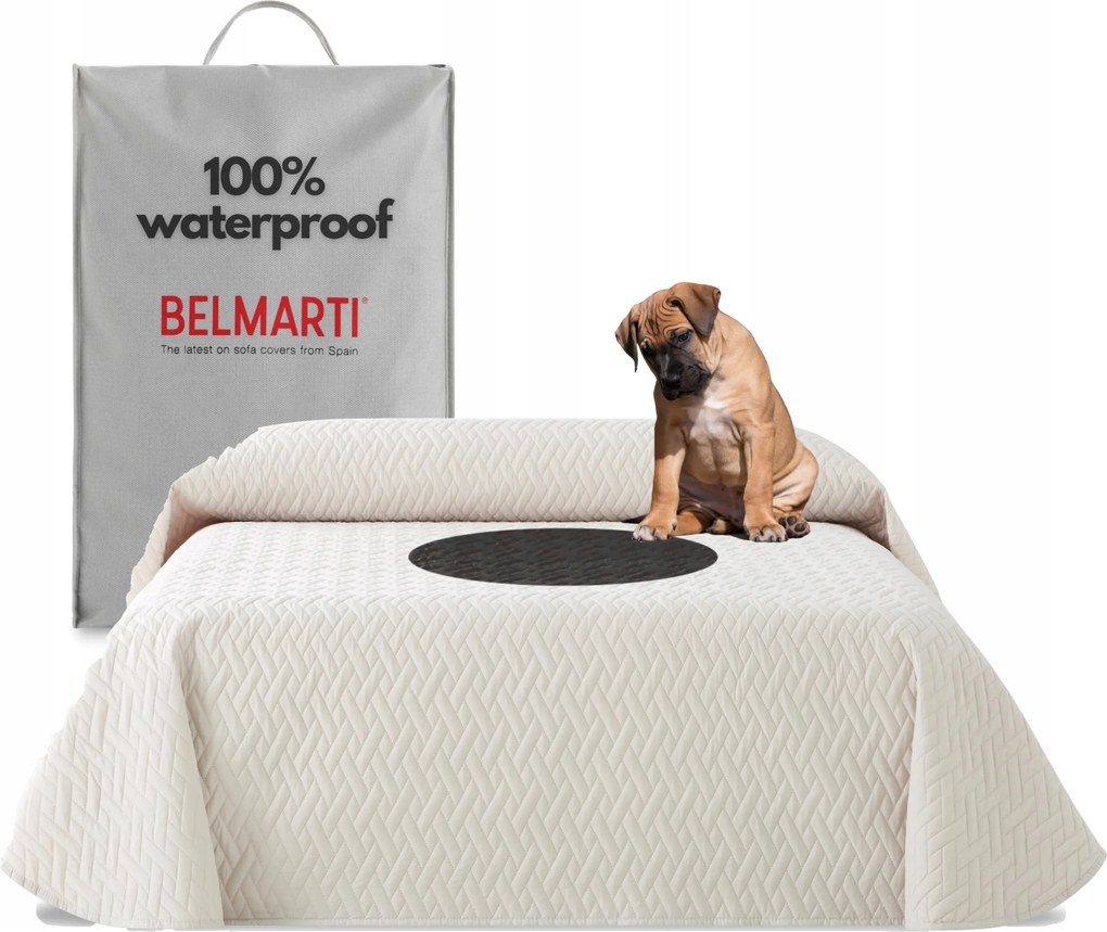 Ágytakaró vízálló teflon 230 x 270 cm krém steppelt ágytakaró