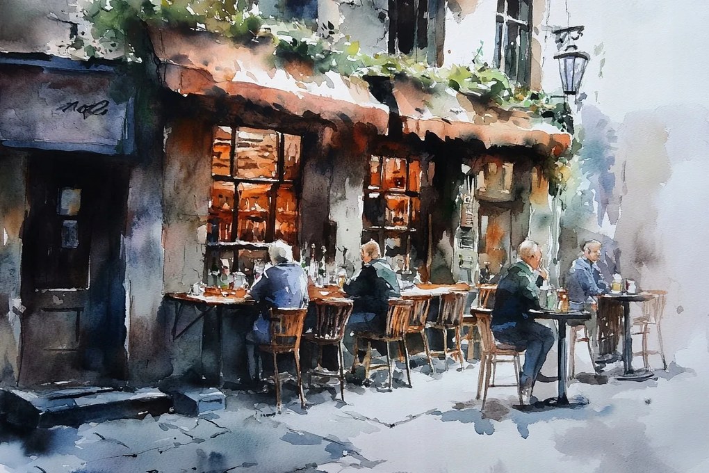 Vászonkép Canvas Város Utca Kocsmák Söröző Kocsmák Kilátás 60x40