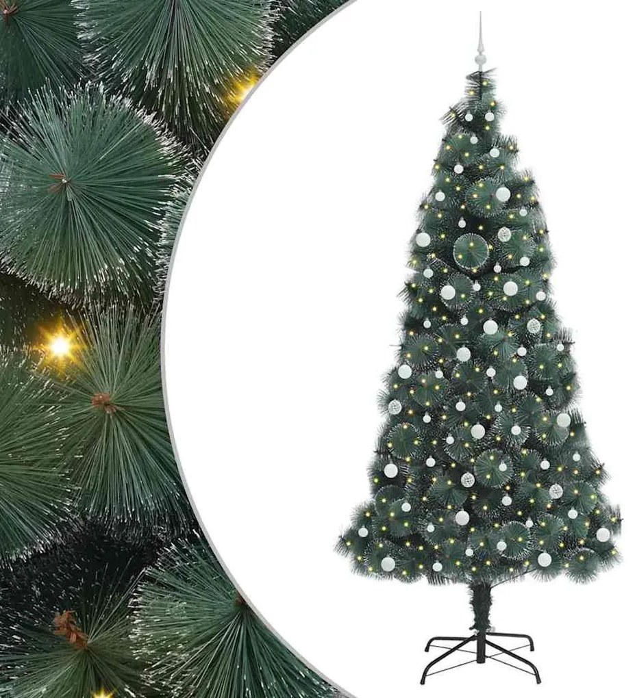 Mesterséges, előre világított karácsonyfa gömbökkel Zöld 240 cm