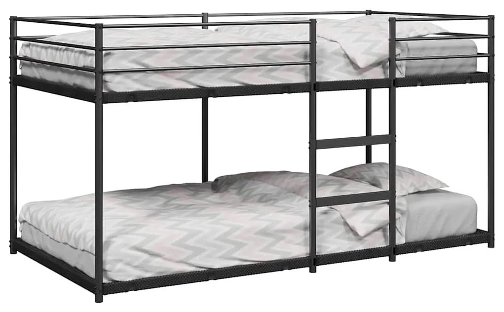 fekete acél emeletes ágy matrac nélkül 107 x 203 cm