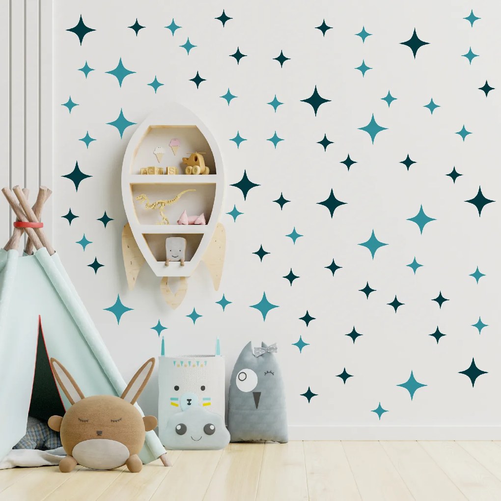 PIPPER. Textil falmatrica "Csillagok" Szín: Kék-zöld