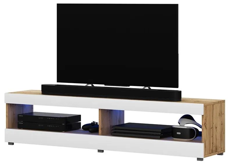 Tv szekrény/asztal Violett 100 (világítással) (lancester tölgy + fehér). 1098639