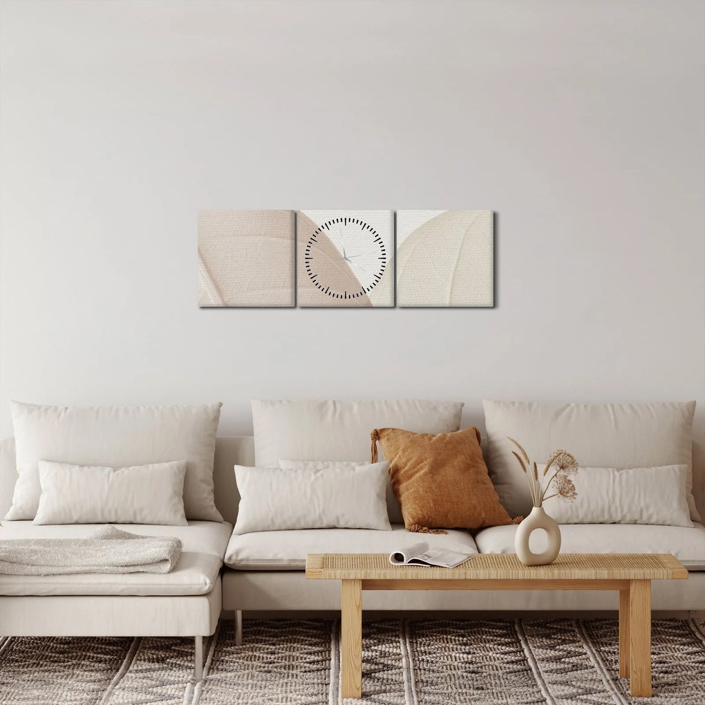Kép - Texturált levelek (órával) (90x30 cm)